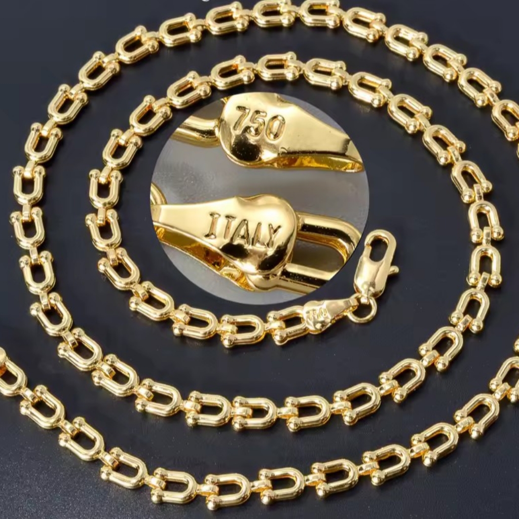 18k Gold Plated Chain 750 Italy
